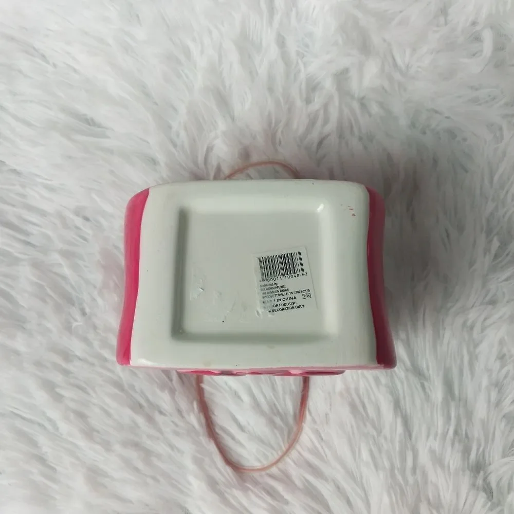 Pink Heart Ceramic Mini Purse Flower Planter Vase Table Centerpiece Decor
